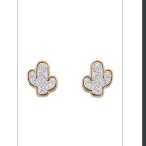 Metal Druzy Cactus Post Earrings- Silver